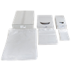 Polythene LDPE bags - Polythene bags for repackaging and/or product bundling, convenient for versatile use. The bags are transparant and have a bottom seal. They are 100% recyclable and come in white boxes. All LDPE bags are food safe. Thickness 50 micron (medium strength).