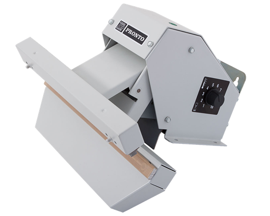 Pronto Impulse sealer - Wall mounted / workbench impulse sealer for sealing polyethylene or polypropylene bags of maximum 255 mm width. Equipped with a timer to adjust the seal time up to the film thickness. Easy operation: by manual pushing down the sealing arm the sealing process is started.