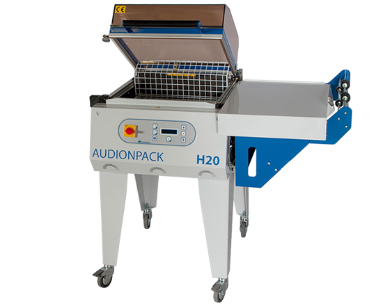 Audionpack H20 - Machine d'emballage sous film rétractable facile à utiliser qui scelle et rétrécit en une seule étape. Construction robuste, idéale pour les petites et moyennes quantités de production et pour emballer une grande variété de produits de différentes tailles. Équipé d'un grand ventilateur pour une circulation de l'air meilleure et plus égale, ce qui se traduit par une excellente capacité de rétraction et un emballage parfait !