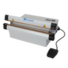 Industrial Sealmaster ISM - The Master among the smaller tabletop sealers: industrial, but electrical driven. Producing a powerful and strong (bi-active) 5 mm seal, enabling to seal thicker materials as well. Sealing and cooling time can precisely be set in the digital control panel. Designed for packaging parts and food, provided with a heavy duty covering and seal wire tensioners which accomodate intensive sealing. 3 Years warranty (excludes wearing parts).