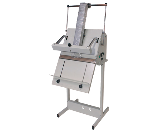 Pandyno - The most simple manual bagging machine. Equipped with a support for mounting your desired filling chute. The filling chute needs to be covered with tubular film to produce quick and efficiently filled bags.  Easy and light-weight operation by pressing the seal arm to start the cycle. 
