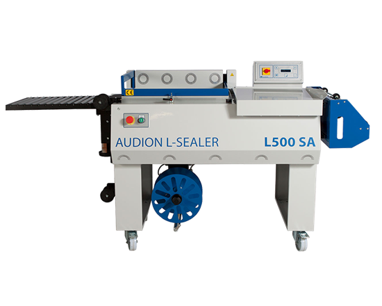 L 500SA - This semi automatic L-sealer can be used to pack your products in a fast, safe, and presentable way. Often used in combination with a TE-Matic shrink tunnel. Compared to the traditional L-sealers, the L series of Audion provide higher outputs as well as consistently strong seals. Possible to operate with polyethylene and polyolefin centrefold film.